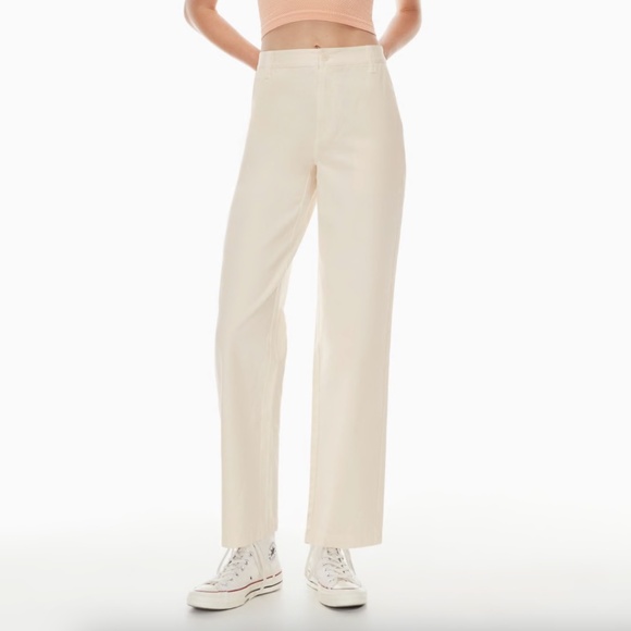 Aritzia Sunday Best Straight Leg Utility Chino Cotton Jaden Pant in Cream - Picture 1 of 6